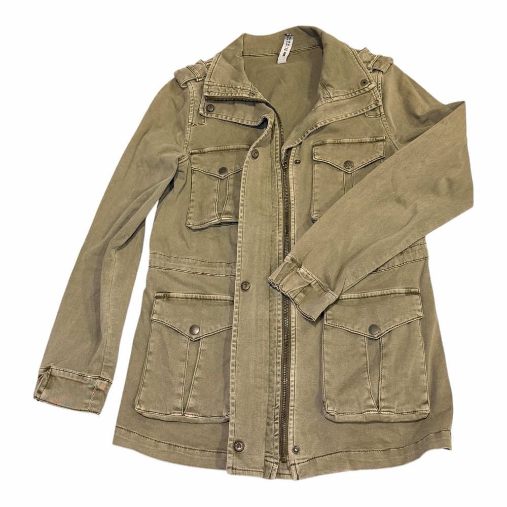 Design Lab Utility Jacket Olive‎ Green Military Style Cargo Coat Small